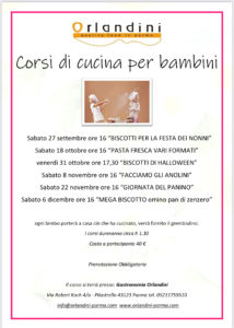 calendario corsi di cucina per bambini